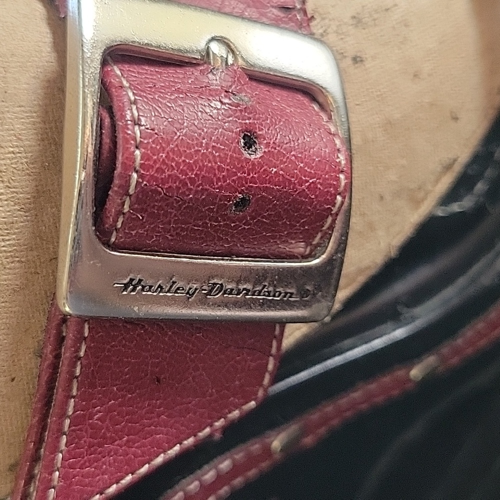 Harley-Davidson Wedge Sandals, Black/Burgandy, 7.5, Vintage - Picture 6 of 13